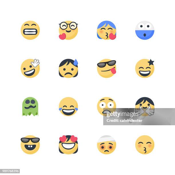cute emoticons set - worker sweating stock illustrations