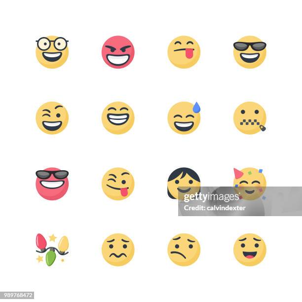 stockillustraties, clipart, cartoons en iconen met leuke emoticons set - anything