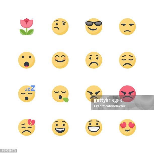 illustrations, cliparts, dessins animés et icônes de émoticônes mignon ensemble - displeased stock illustrations