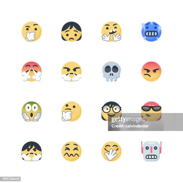 cute emoticons set - distrust icon stock illustrations