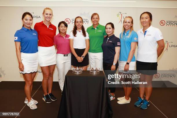 Players So Yeon Ryu of South Korea, Jessica Korda of the United States, Nasa Hataoka of Japan, Georgia Hall of England, Katherine Kirk of Australia,...