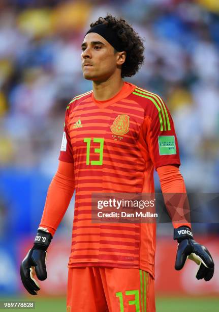 Guillermo Ochoa of Mexico looks on during the 2018 FIFA World Cup Russia Round of 16 match between Brazil and Mexico at Samara Arena on July 2, 2018...