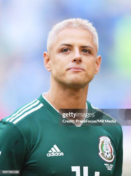 Javier Hernandez of Mexico during the 2018 FIFA World Cup Russia Round of 16 match between Brazil and Mexico at Samara Arena on July 2, 2018 in...