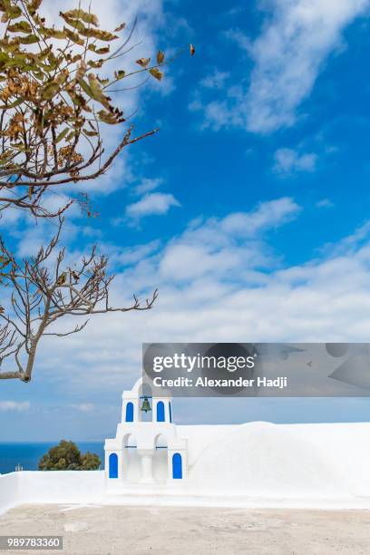 about blue and white, santorini church - alexander bell stock pictures, royalty-free photos & images