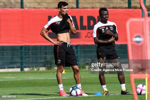Danilo and Jean Michael Seri of Nice during the Training Session of OGC Nice on July 2, 2018 in Nice, France.