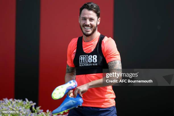 Adam Smith of Bournemouth during a pre-season training session on July 2, 2018 in Bournemouth, England.