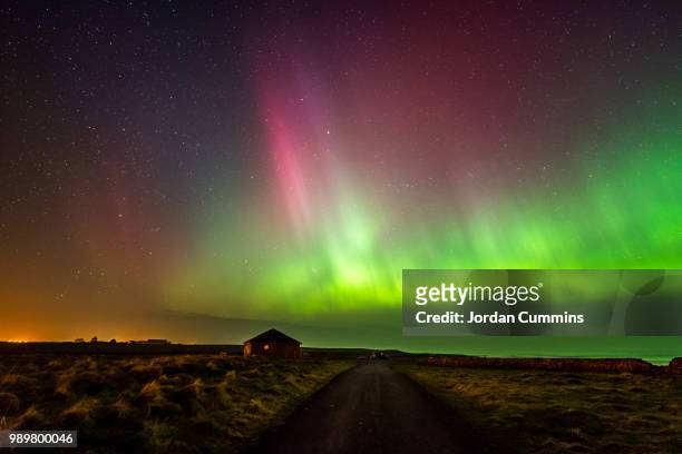 all roads lead to the aurora - cummins stock pictures, royalty-free photos & images