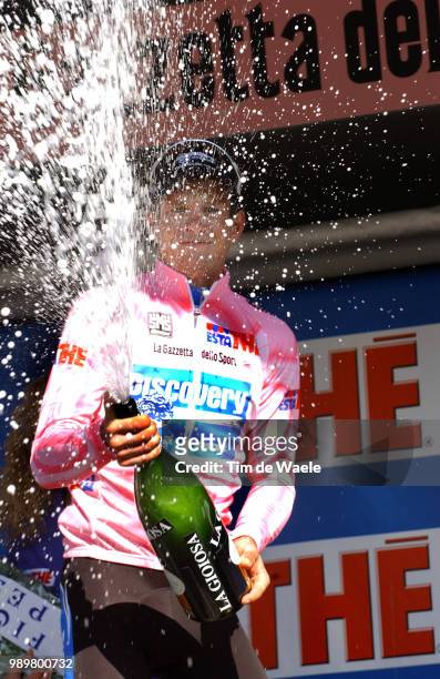 Giro D'Italia, Tour Of Italy Stage 19Podium, Savoldelli Paolo Pink Jersey Maillot Rose Roze Trui, Celebration Joie Vreugde, Champagnestage 19 :...