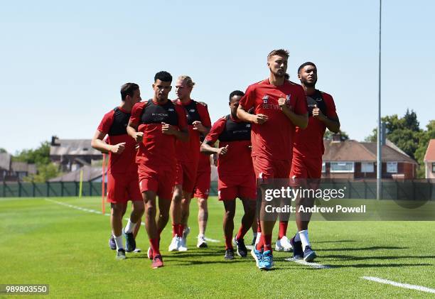 Conor Masterson, Joe Gomez, Nathaniel Clyne, Domonic Solanke, Divock Origi, Danny Ward, Loris Karius, Alberto Moreno and Allan Rodrigues de Souza of...