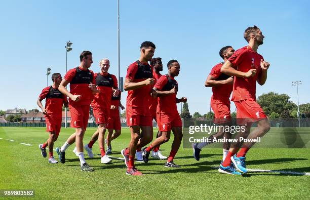 Conor Masterson, Joe Gomez, Nathaniel Clyne, Domonic Solanke, Divock Origi, Danny Ward, Loris Karius, Alberto Moreno and Allan Rodrigues de Souza of...