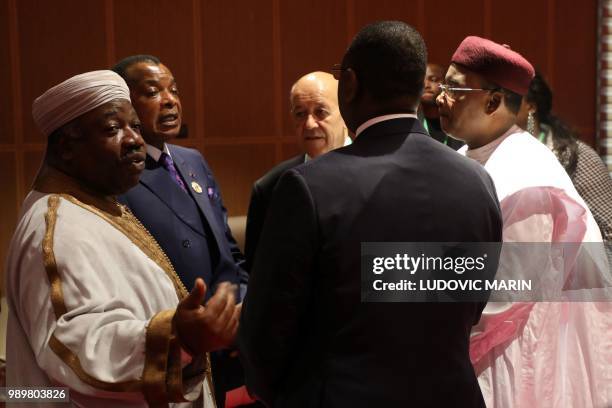 Gabon's President Ali Bongo Ondimba, Republic of the Congo's President Denis Sassou Nguesso, French Foreign Affairs Minister Jean-Yves Le Drian,...