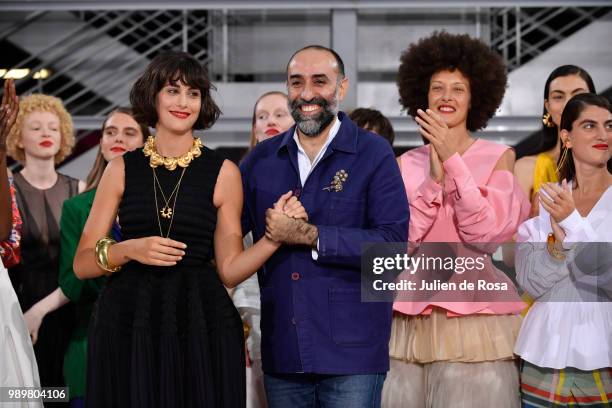 Lebanese designer Rabih Kayrouz walks the runway during the Maison Rabih Kayrouz Haute Couture Fall Winter 2018/2019 show as part of Paris Fashion...