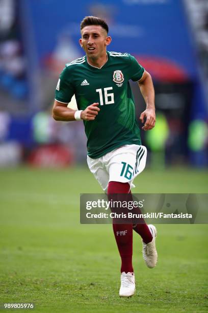 Hector Herrera of Mexico in action during the 2018 FIFA World Cup Russia Round of 16 match between Brazil and Mexico at Samara Arena on July 2, 2018...