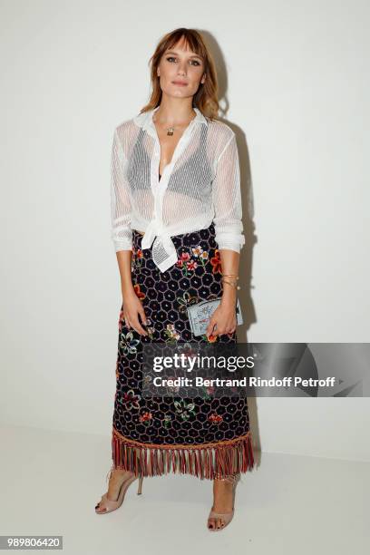 Actress Ana Girardot attends the Christian Dior Haute Couture Fall Winter 2018/2019 show as part of Paris Fashion Week on July 2, 2018 in Paris,...