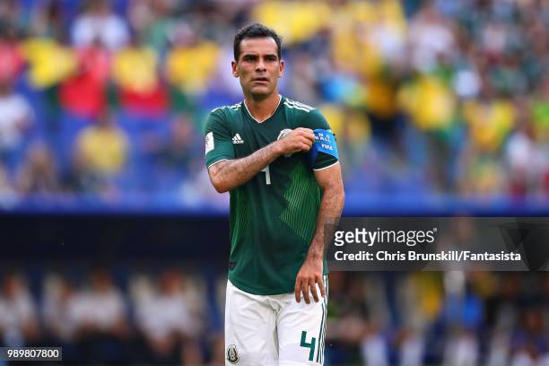 Rafael Marquez of Mexico looks on during the 2018 FIFA World Cup Russia Round of 16 match between Brazil and Mexico at Samara Arena on July 2, 2018...