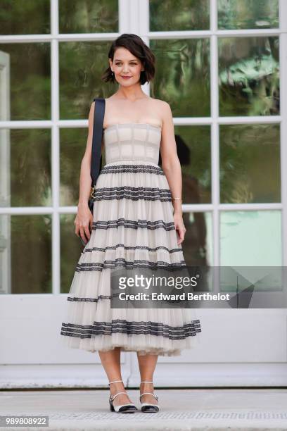 Katie Holmes attends the Dior show, during Paris Fashion Week Haute Couture Fall Winter 2018/2019, on July 2, 2018 in Paris, France.