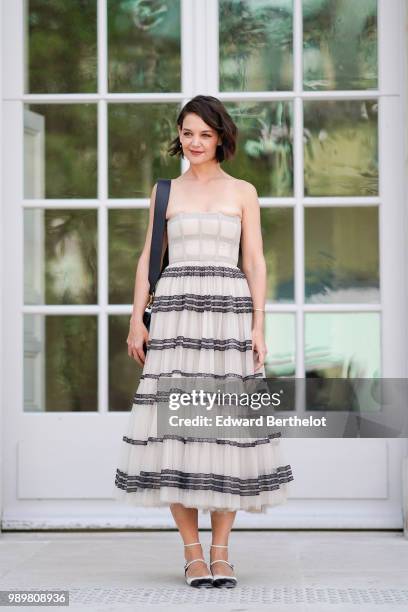 Katie Holmes attends the Dior show, during Paris Fashion Week Haute Couture Fall Winter 2018/2019, on July 2, 2018 in Paris, France.