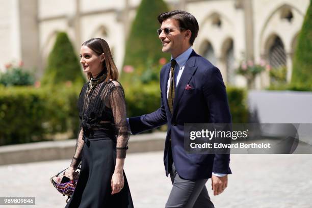 Olivia Palermo and Johannes Huebl, attend the Dior show, during Paris Fashion Week Haute Couture Fall Winter 2018/2019, on July 2, 2018 in Paris,...