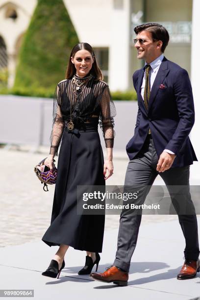 Olivia Palermo and Johannes Huebl, attend the Dior show, during Paris Fashion Week Haute Couture Fall Winter 2018/2019, on July 2, 2018 in Paris,...