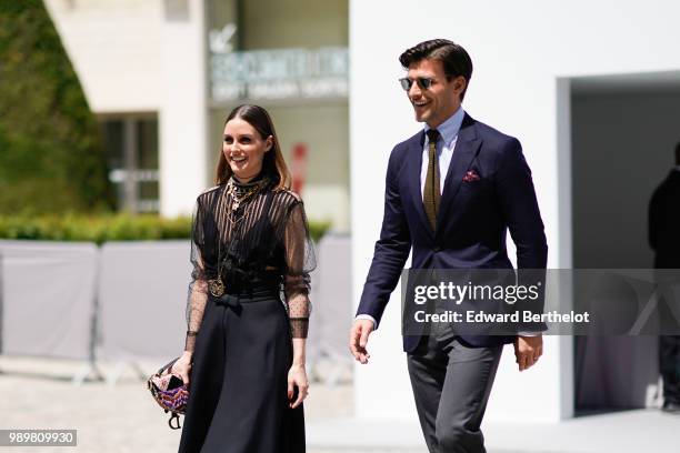 Olivia Palermo and Johannes Huebl, attend the Dior show, during Paris Fashion Week Haute Couture Fall Winter 2018/2019, on July 2, 2018 in Paris,...