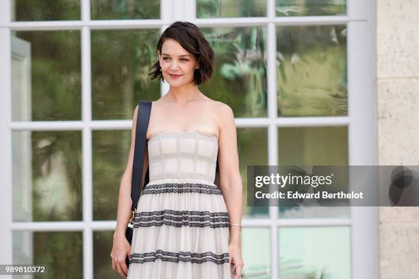 Katie Holmes attends the Dior show, during Paris Fashion Week Haute Couture Fall Winter 2018/2019, on July 2, 2018 in Paris, France.