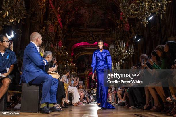 Winnie Harlow walks the runway during the Schiaparelli Haute Couture Fall Winter 2018/2019 show as part of Paris Fashion Week on July 2, 2018 in...
