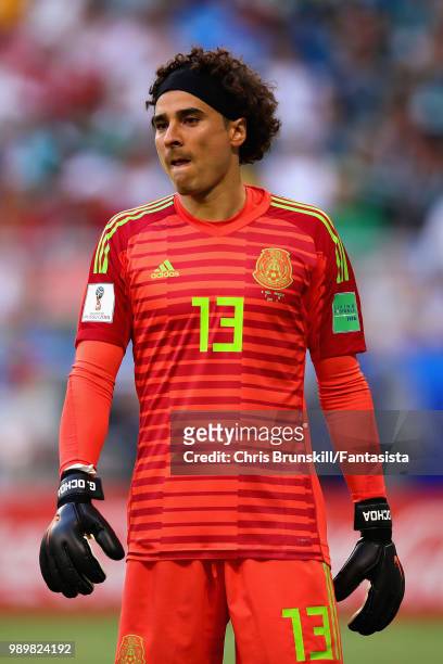 Guillermo Ochoa of Mexico looks on during the 2018 FIFA World Cup Russia Round of 16 match between Brazil and Mexico at Samara Arena on July 2, 2018...