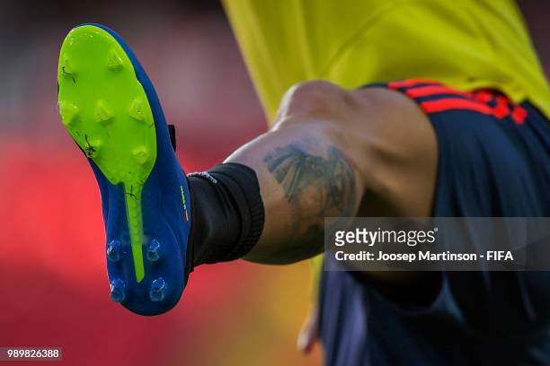 James Rodriguez boots detail during Colombia Training at Spartak Stadium on July 2, 2018 in Moscow, Russia.