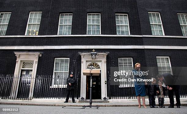 Prime Minister Gordon Brown, his wife Sarah Brown and son's James Fraser and John leave Downing Street on May 11, 2010 in London, England. After five...