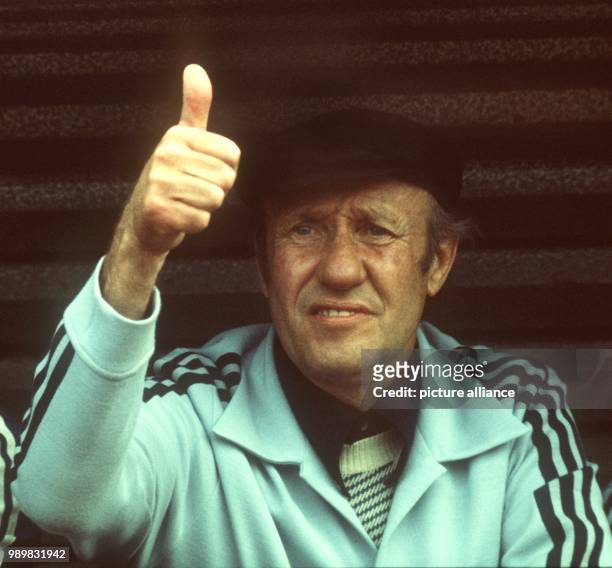 German national team coach Helmut Schoen signals a thumb's up during his team's 1974 World Cup preliminary round Germany against Australia at the...