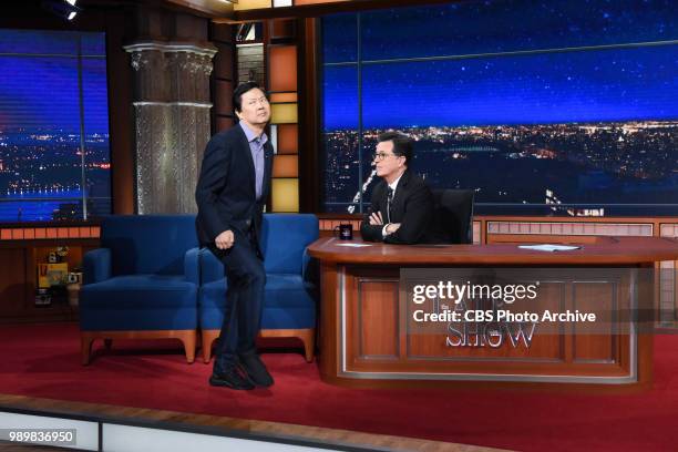 The Late Show with Stephen Colbert and guest Ken Jeong during Wednesday's June 27, 2018 show.