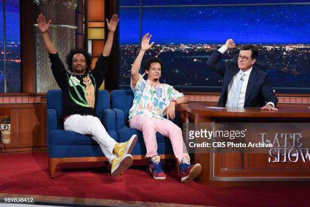 The Late Show with Stephen Colbert and guest Eric Andre & Derrick Beckles during Thursday's June 28, 2018 show.