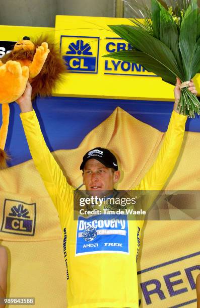 Tour De France 2005, Stage 15 Podium, Armstrong Lance Celebration Joie Vreudelã©Zat-Sur-Lã¨Ze - Saint-Lary-Soulan Etape Ritronde Van Frankrijk, Tdf,...