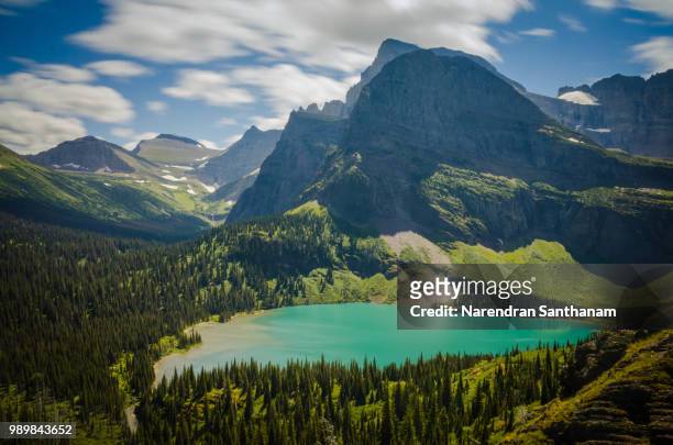 grinnell lake, glacier national park, montana - grinnell lake bildbanksfoton och bilder