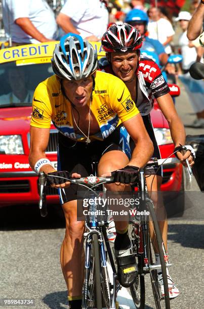 Tour De France 2005, Stage 15 Basso Ivan , Armstrong Lance Yellow Jersey Maillot Jaune Gele Trui, Poollã©Zat-Sur-Lã¨Ze - Saint-Lary-Soulan Etape...