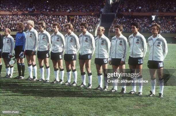 National anthem line-up of the German national football team at the Buenos Aires Estadio Monumental stadium prior to the 1978 FIFA World Cup opening...