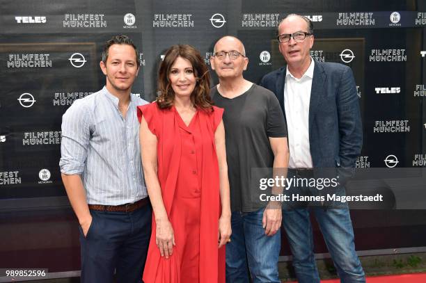 Trystan Puetter, Iris Berben, Dominik Graf and Herbert Knaup attend the premiere of the movie 'Hanne' as part of the Munich Film Festival 2018 at...