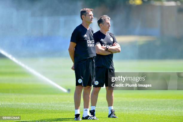 Leicester City manager Claude Puel with new assistant manager Jacques Bonnevay during training as Leicester City Players Return to Pre-Season...