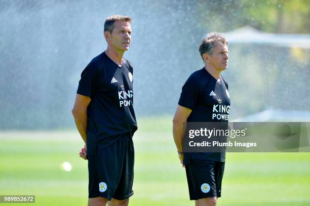 Leicester City manager Claude Puel with new assistant manager Jacques Bonnevay during training as Leicester City Players Return to Pre-Season...