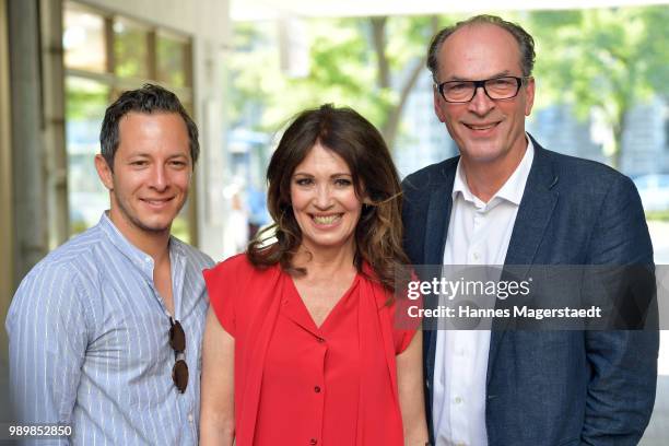 Trystan Puetter, Iris Berben and Herbert Knaup attend the premiere of the movie 'Hanne' as part of the Munich Film Festival 2018 at Gloria Palast on...