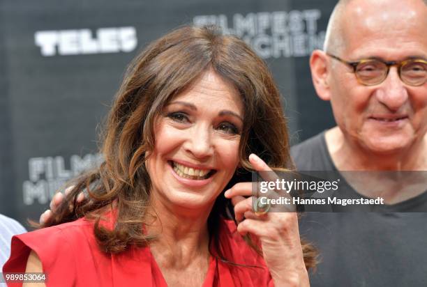 Iris Berben and Dominik Graf attend the premiere of the movie 'Hanne' as part of the Munich Film Festival 2018 at Gloria Palast on July 2, 2018 in...