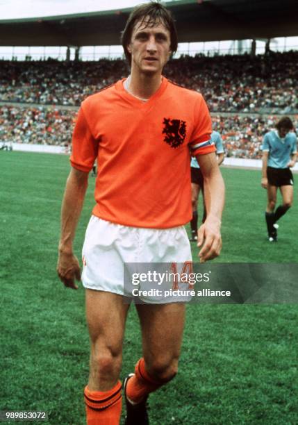 Dutch team captain Johan Cruyff after the preliminary match of group III Netherlands - Uruguay during the 1974 FIFA World Cup in Germany on June 15th...