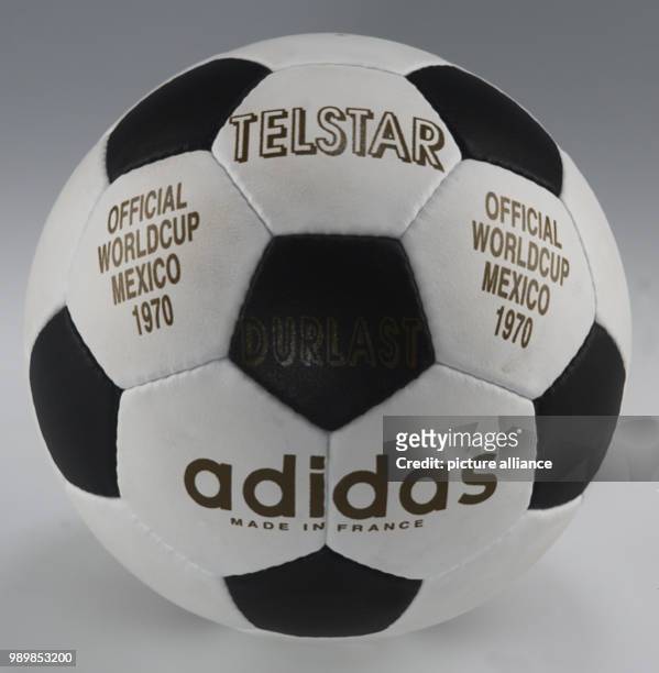 The undated handout shows the official soccer ball 'Telstar' for the FIFA World Cup 1970 in Mexico. Photo: Adidas Keywords: ball, balloon, dance,...