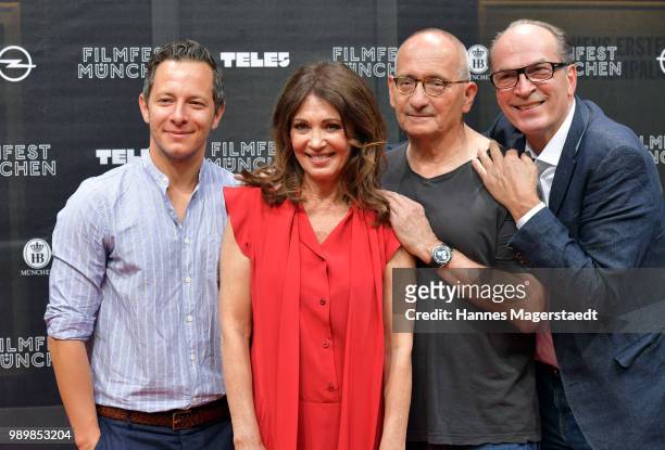 Trystan Puetter, Iris Berben, Dominik Graf and Herbert Knaup attend the premiere of the movie 'Hanne' as part of the Munich Film Festival 2018 at...