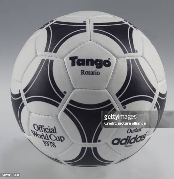 The undated handout shows the official soccer ball 'Tango Rosario' of the FIFA World Cup 1978 in Argentina. Photo: Adidas Keywords: ball, balloon,...
