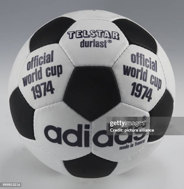 The undated handout shows the official soccer ball 'Telstar' for the FIFA World Cup 1974 in Germany. Photo: Adidas Keywords: ball, balloon, dance,...