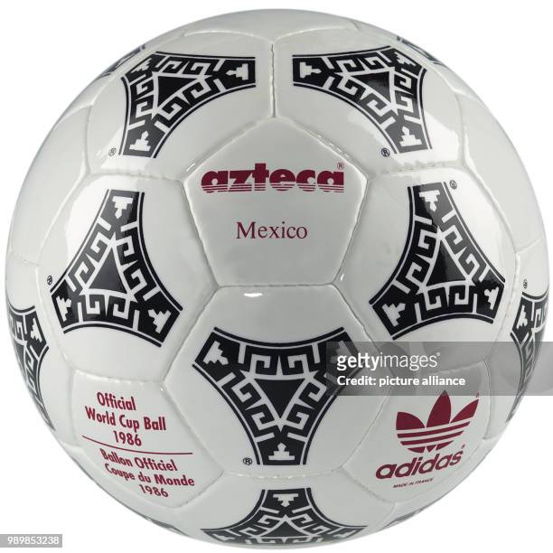 The undated handout shows the official soccer ball 'azteca' to the FIFA World Cup 1986 in Mexico. Photo: Adidas Keywords: ball, balloon, dance,...