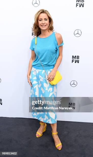 Bettina Cramer arrives at the Guido Maria Kretschmer show during the Berlin Fashion Week Spring/Summer 2019 at ewerk on July 2, 2018 in Berlin,...