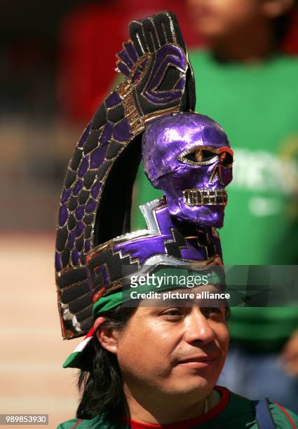 Mexican supporter with head-dress before the group D match of 2006 FIFA World Cup between Mexico and Iran in Nuremberg, Sunday 11 June 2006....
