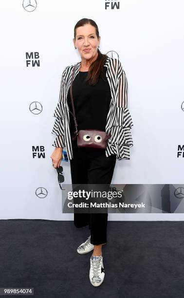 Katy Karrenbaue arrives at the Guido Maria Kretschmer show during the Berlin Fashion Week Spring/Summer 2019 at ewerk on July 2, 2018 in Berlin,...